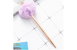 China Lightweight Feather Fluffy Pom Pom Pen Metal Material Smooth Writing supplier