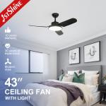Modern 43-inch Black LED Ceiling Fan with Silent Motor and Air Conditioning Function for sale