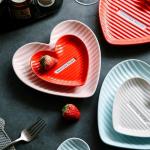Creative Heart Shaped Ceramic Plate Set For Cake Dessert Fruit 6 Inch 8 Inch for sale
