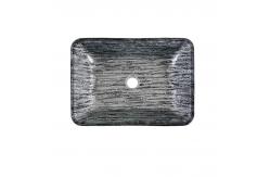 China Titanium Black / Gray Bathroom Wash Basins L460 * W330 * H105mm Rectangular Black Vessel Sink supplier