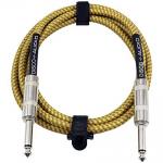 10 Foot Guitar Instrument Cable 1/4 Inch TS to 1/4 Inch TS 10-FT Brown Yellow Tweed Cloth Jacket for sale