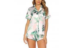 China Button Down Silk 2 Pieces Womens Loungewear Set Women Pajama Set supplier