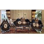 European-style luxury living room sofa coffee table French solid wood carved fabric sofa for sale