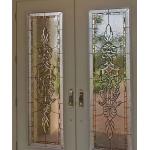 American Style Entry Door Glass Inserts With Clear Beveled And Patina Caming