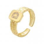 Open Watchband 18k Diamond Ring Men Plated Chunky Gold Initial Ring