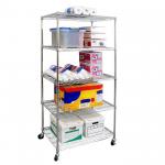Chrome / Zinc 5 Tier Wire Shelving Unit  Large Capacity Easy Transport for sale