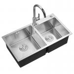 ASC32N7802 Stainless Steel Kitchen Sink 760x380mm Two Square Shape Bowl for sale