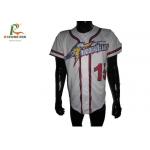 Full Printed White Slim Fit Baseball Jersey , Baseball Style Button Shirts With Numbers for sale