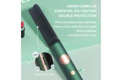 China Private Label LCD Electric Hair Brush Negative Ion Ceramic Straightening Comb Black / Green supplier