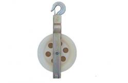 China Light Weight 10KN Nylon Single Sheave Stringing Block, Hook And Clevis Style supplier