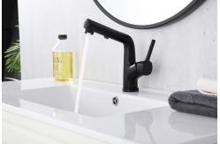 China Matte Black Brass Bathroom Basin Faucets With Sprayer Single Handle Rotating Sink supplier