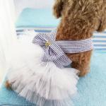 Adorable Striped Mesh Dog Princess Dresses With Bow for sale