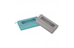 China PVC Insert Custom Eyelash Packaging Box , Glitter Blue Cardboard Box With Clear Window supplier