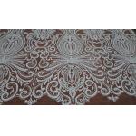 Embroidered Guipure Beaded Lace Fabric Polyester On Nylon Mesh With Flower