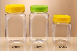 China BPA Free 320ml Plastic Food Jars Airless Square Honey Bottle With Lid supplier