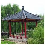 Glossy Chinese Glazed Roof Tiles Gazebo Pagoda Wooden Garden Pavilion for sale