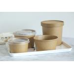 PE Coated Bamboo Fiber Microwaveable Paper Salad Bowl With PP Lids for sale