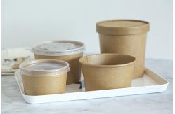 China PE Coated Bamboo Fiber Microwaveable Paper Salad Bowl With PP Lids supplier