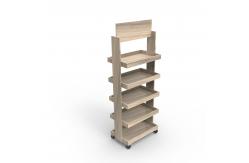China Flexible Point Of Sales Displays Stores Wooden Wine Display Rack With Wheels supplier