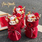 New Style Flower Bouquets Good Luck Gifts Hug Bucket Lucky Cat Doll Flower Bouquets Spring Festival Living Room Desktop Ornaments for sale