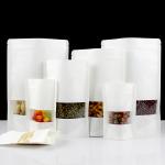 White Paper Biodegradable Stand Up Pouches Bags Doypack With Matte Surface