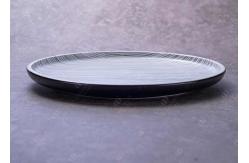 China OEM ODM White And Black Line Round Ceramic Dinner Plate supplier