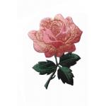 China 4 Pink Rose Embroidery Iron On Patch Merrowed Border Custom Color for sale