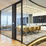 Aluminum Frame Office Partition Walls Black Thickness 100mm Glass Office Walls for sale
