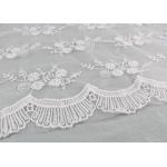 Floral Embroidery Bridal Scalloped Edges Lace Fabric For Off White Wedding Gowns for sale