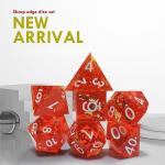 Pixel Pomegranate Red Crystal Resin Boarding Dice Set  dnd dice for sale
