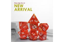 China Pixel Pomegranate Red Crystal Resin Boarding Dice Set  dnd dice supplier