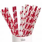 Whie And Red Polka Dot Paper Straws 7.75 Inches Long 0.25 Inches Diameter for sale
