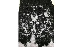 China Shiny Sequin Embroidered Floral Beaded Bridal Lace Fabric Light And Transparent Texture supplier