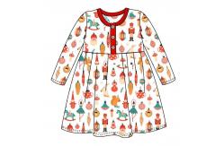 China girls  printing dress baby christmas red frock A-line dress christmas sets supplier