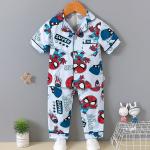 Short Sleeved Cardigan Pajama Set Full Flower Button Up Pyjamas For 120cm Height for sale