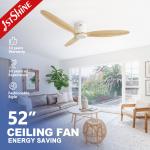 ROHS Solid Wood 52 Inch Smart App Control Wifi Ceiling Fan 220V With DC Motor for sale
