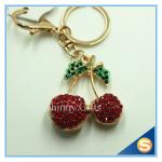 Custom Fruit Shape Attractive Cherry Shape Metal Key Chain For Women's Hangbag for sale