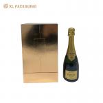 Gold Glossy Paper Wine Packaging Box Two Door Magnet Vodka Whisky Packaging Box for sale