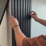 Customized Dark Grey Acoustic Wood Slat Panels 2400 X 605mm for sale