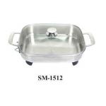 12 Inch Square Shape Deep Frying Pan With Glass Lid for sale