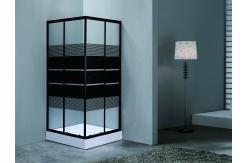 China Stylish,Durable Square Shower Enclosures With Black Block Stripes Glass For Modern supplier