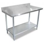 Silver Color Metal Work Table With Splashback One - Piece Structure Corrosion Protection for sale