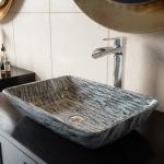 Titanium Black / Gray Bathroom Wash Basins L460 * W330 * H105mm Rectangular Black Vessel Sink for sale