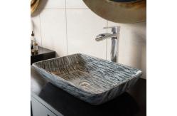 China Titanium Black / Gray Bathroom Wash Basins L460 * W330 * H105mm Rectangular Black Vessel Sink supplier