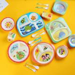 Bamboo Fiber Childrens Dinner Set With Cute Animal Design And FDA Level for sale