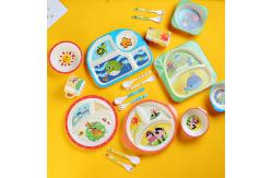 China Bamboo Fiber Childrens Dinner Set With Cute Animal Design And FDA Level supplier