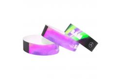 China Durable Custom Printed Paper Wristbands For Events White Blue Lightweight supplier