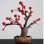 Wedding Home Decor Red Artificial Potted Floor Plants Plum Blossom Silk Flower for sale