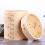 Sustainable 2 Layers Handmade Bamboo Steamer , Steaming Kitchen Dumpling Basket Steamer for sale