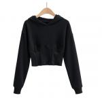 Pure Color Corset Waist Loose Sweater Top Women'S Casual Cotton Crop Top for sale